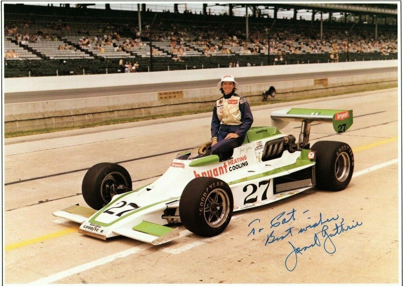 JANET GUTHRIE Autographed Signed INDY RACE CAR DRIVER Photo Poster paintinggraph - To Pat