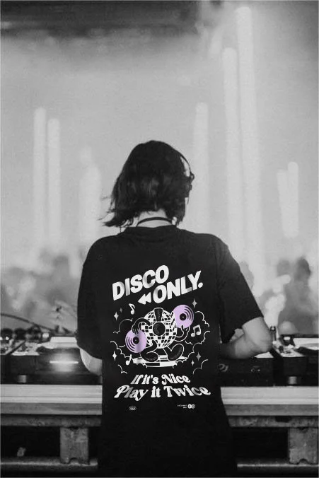 DISCO ONLY 'Play It Twice V4' Tee - Black