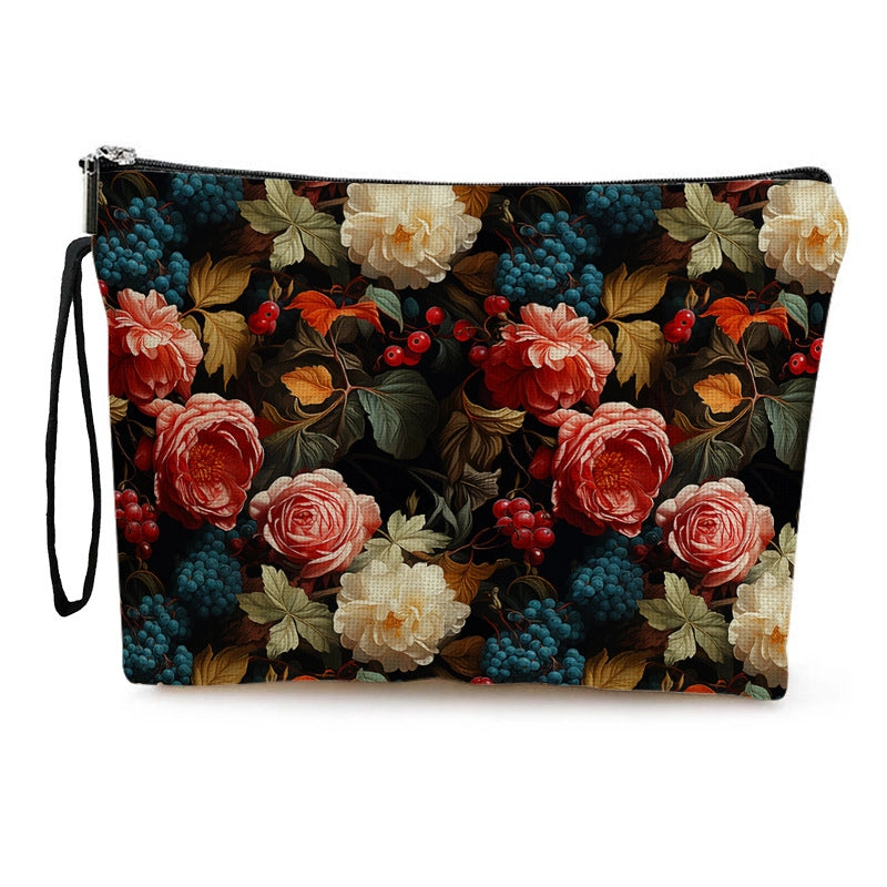 Classic Style Flower Polyester Square Makeup Bags