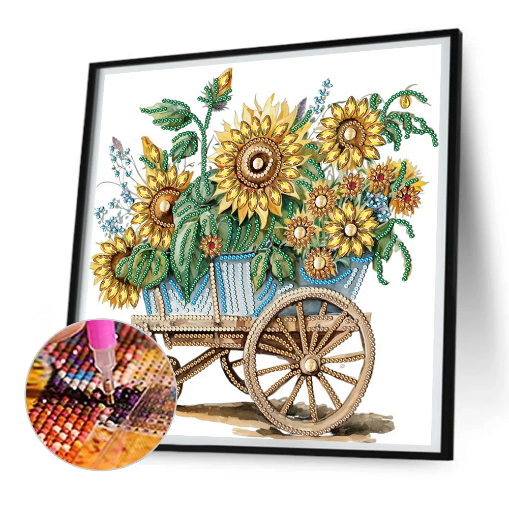 Diamond Painting - Partial Special Shaped Drill - Flower Car(Canvas|30*30cm)