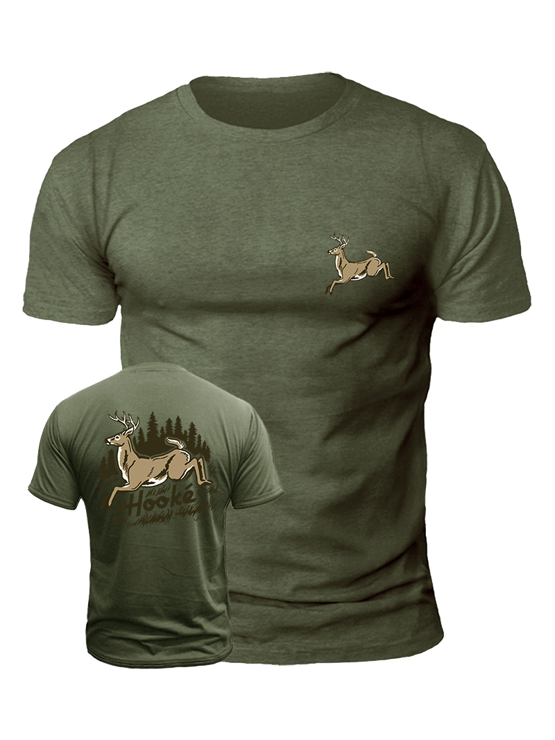 Men's Deer Print Casual Short Sleeve T-shirt