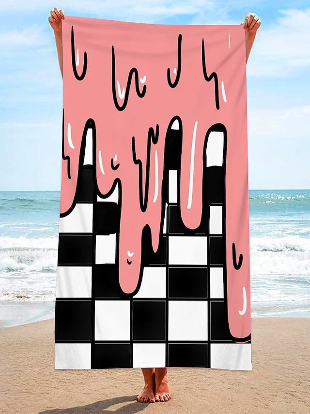 Women's Swimwear Beach Towel Normal Swimsuit Printing Plaid Heart Black Yellow Pink Dusty Rose Burgundy Bathing Suits Sports Holiday Summer