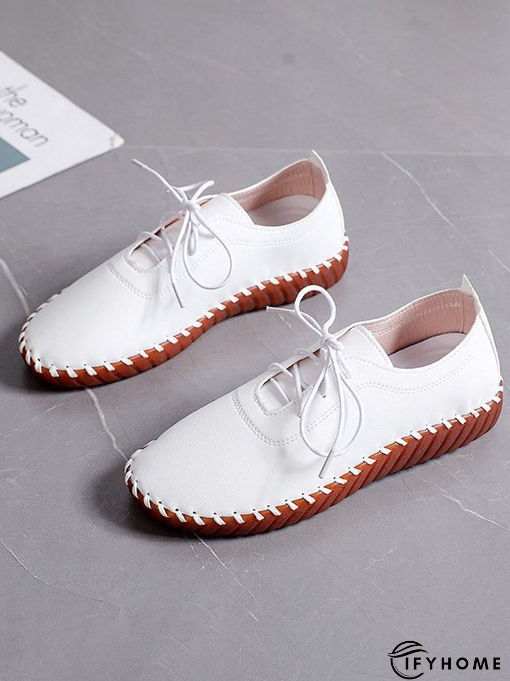Casual Plain Lace-Up Flat Shoes | IFYHOME