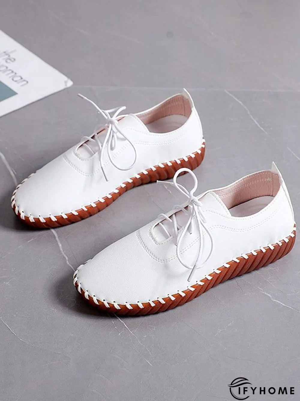 Casual Plain Lace-Up Flat Shoes | IFYHOME