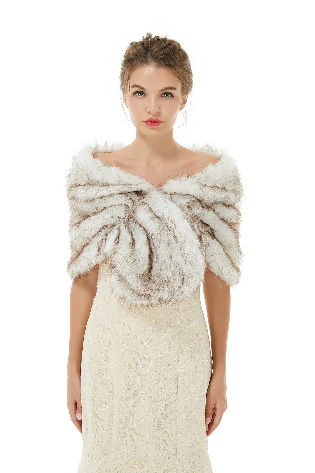 Bellasprom Faux Fur Women Wrap Mix Color Shawl