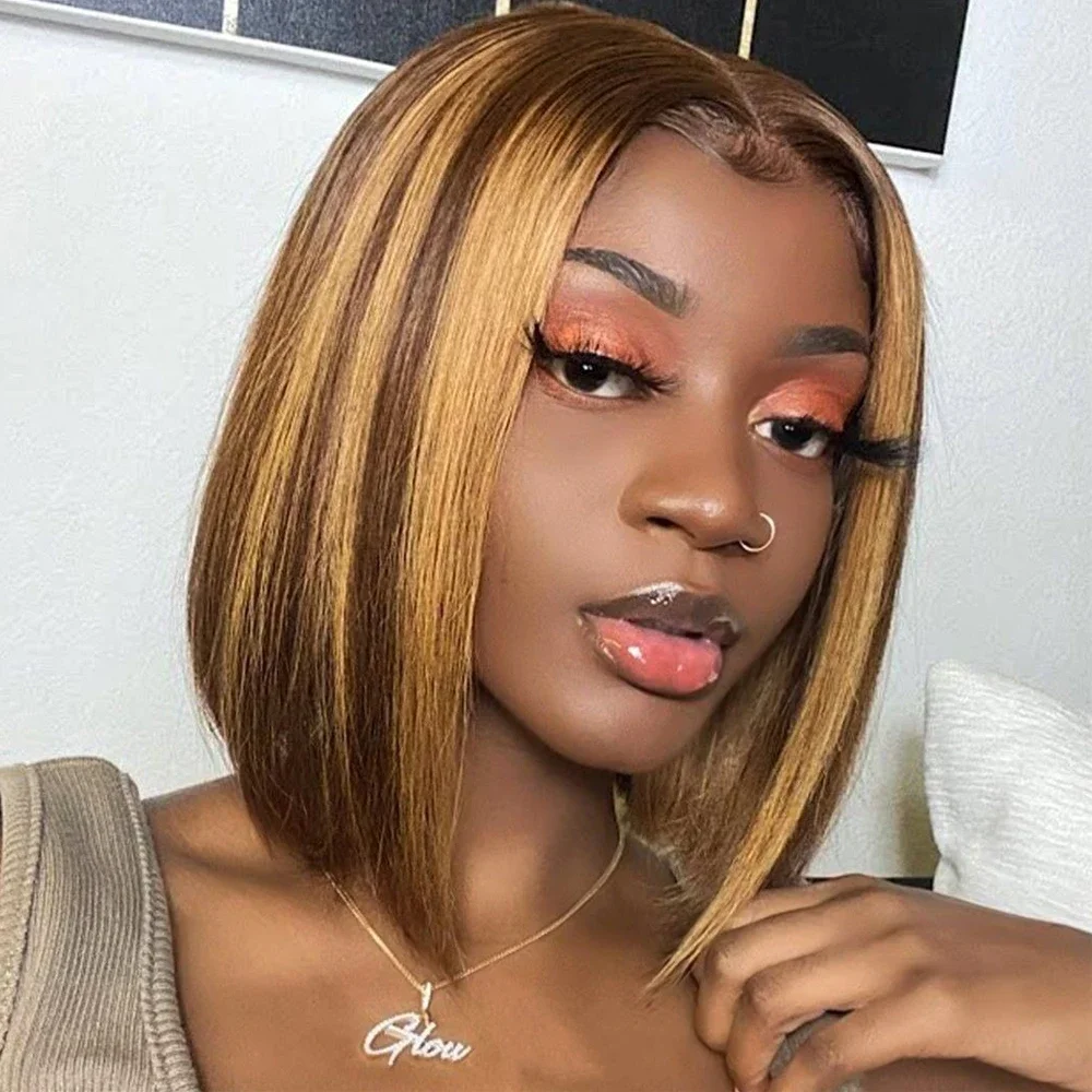 Straight Mix Brown Bob Mini Lace Front Wig-elleschic