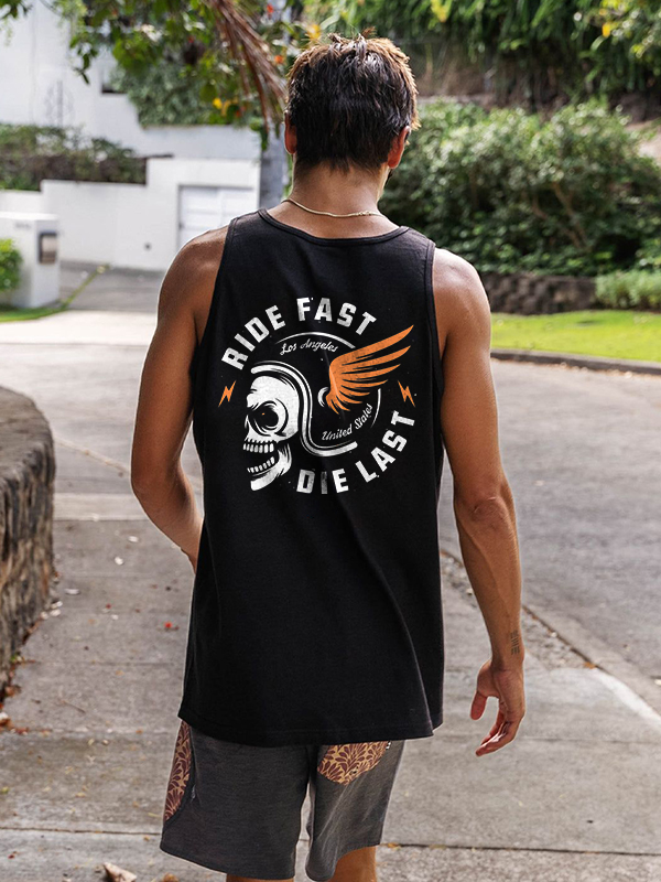 Ride Fast Die Last Skull Printed Men's Vest
