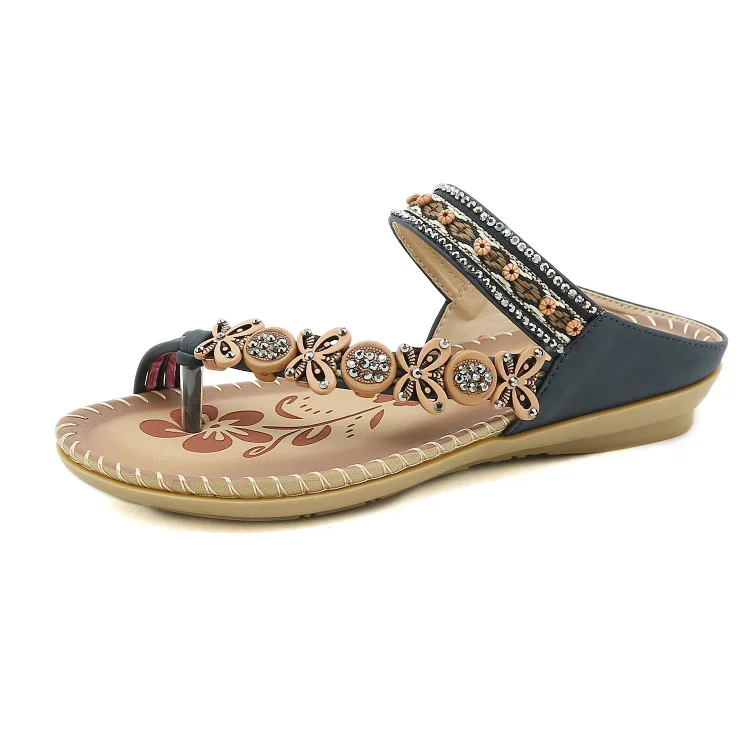 Comfortable Bohemian Folk Style Strass with Clip Toe Slippers shopify Stunahome.com