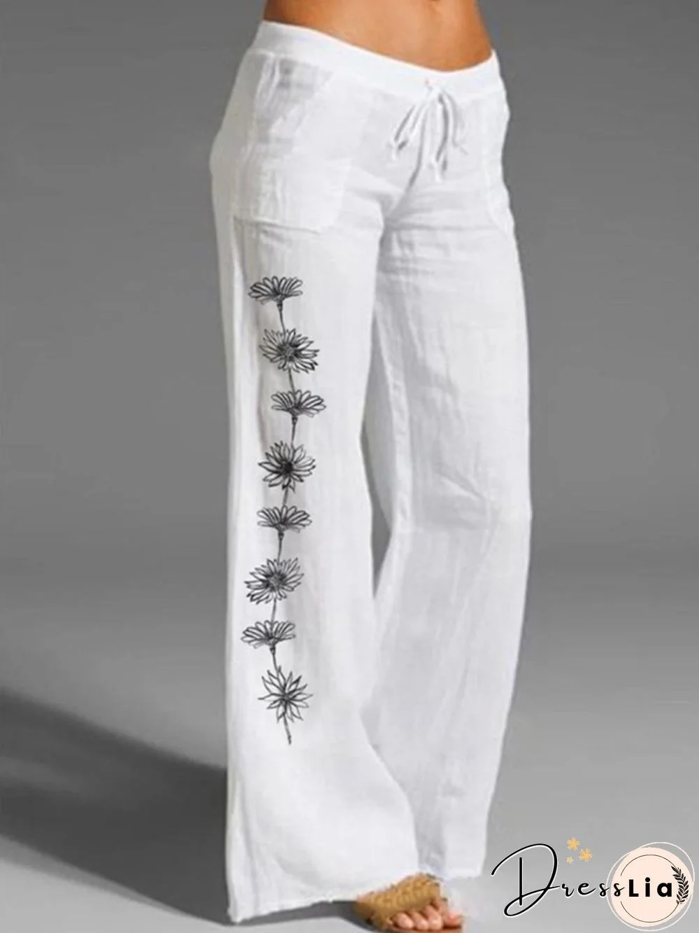 Casual Floral Cotton Loose Pants