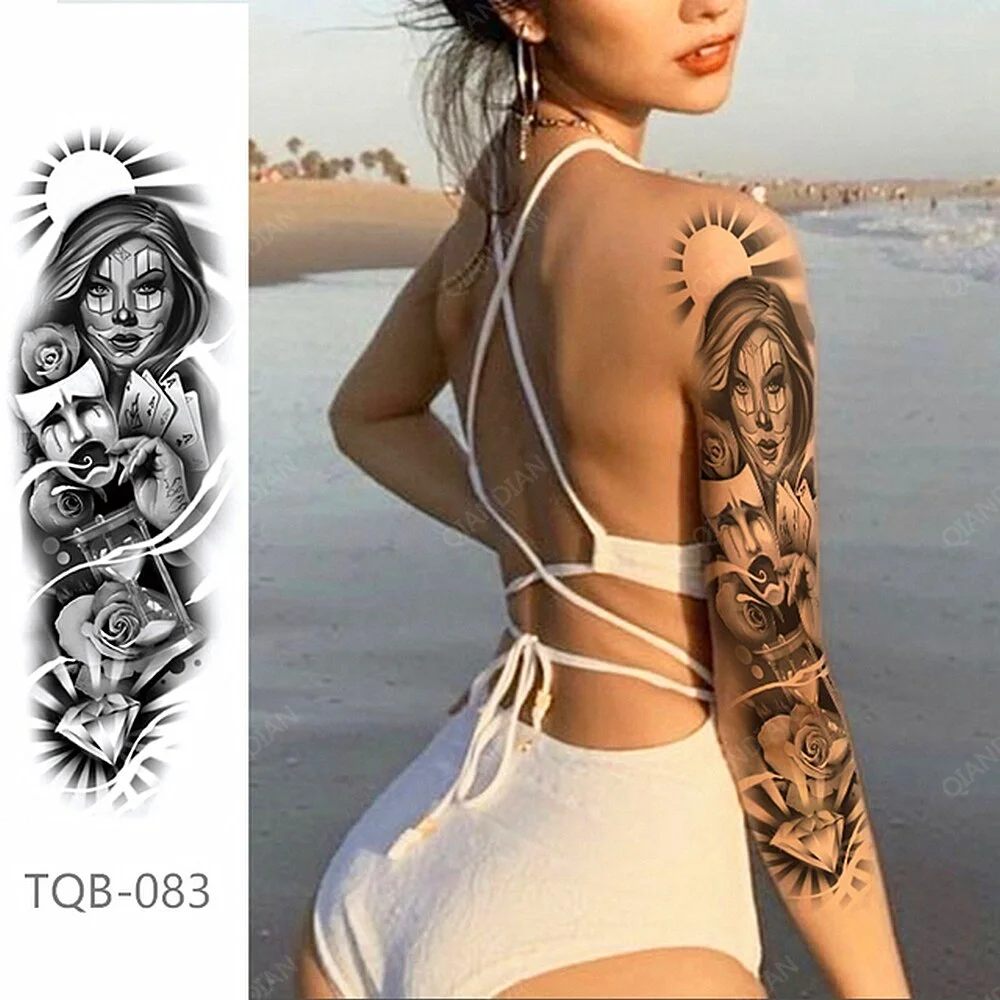 Sdrawing Women Waterproof Temporary Tattoos Stickers Arm Cool Hipster Skull Mermaid