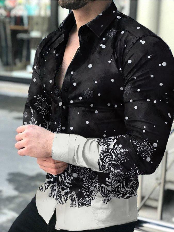 Men's Gypsophila Printing Casual Long Sleeve