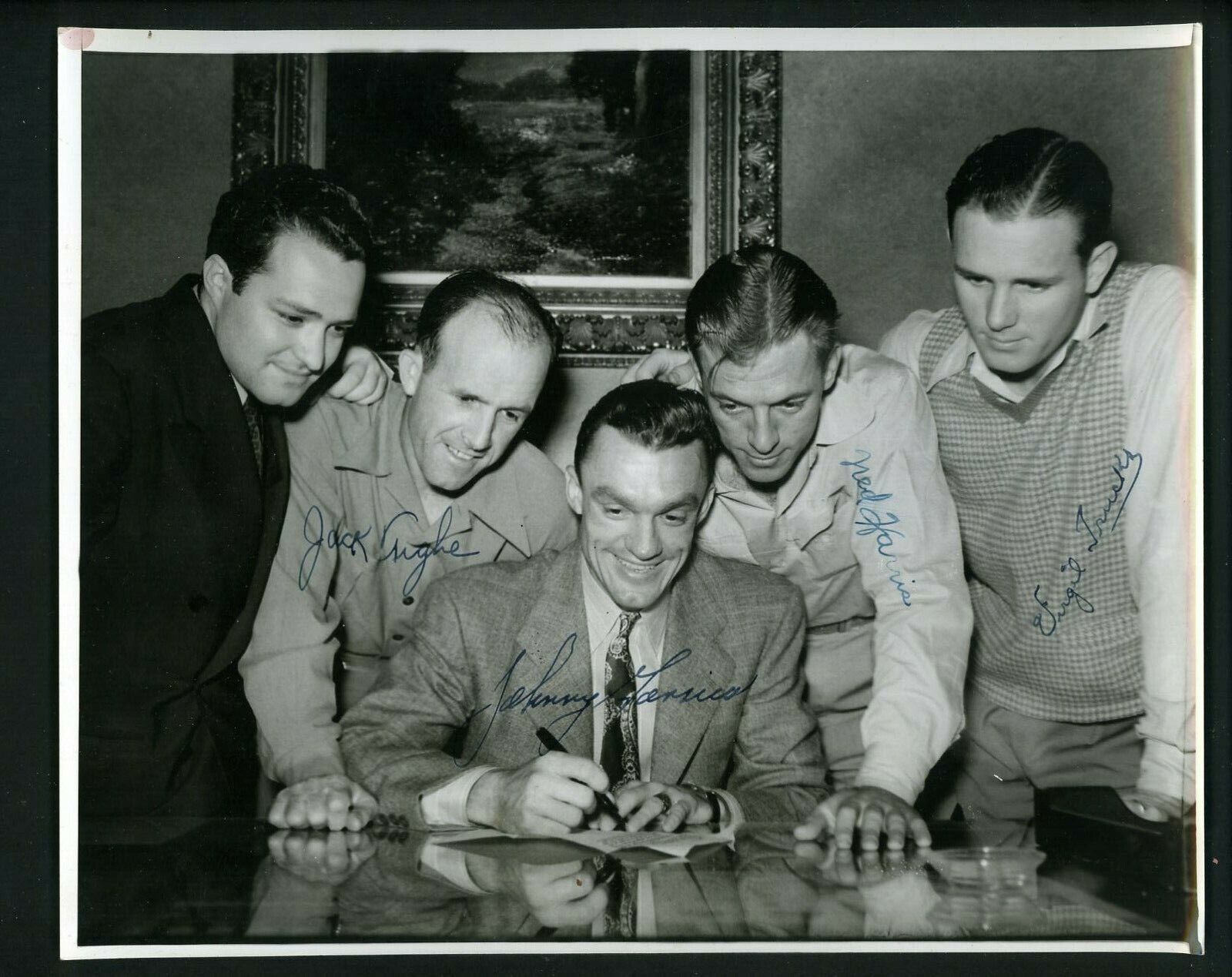 Jack Tighe Johnny Gorsica Ned Harris SIGNED Autographed Press Photo Poster painting Tigers