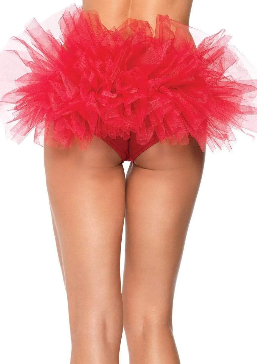Spandex Tanga Cheeky Boy Shorts With Tulle Ruffle Back