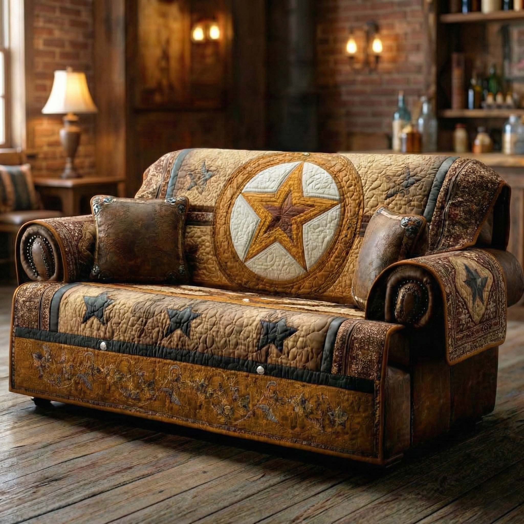 Golden Star Quilted Sofa Cover NCU0XD2250 everthome