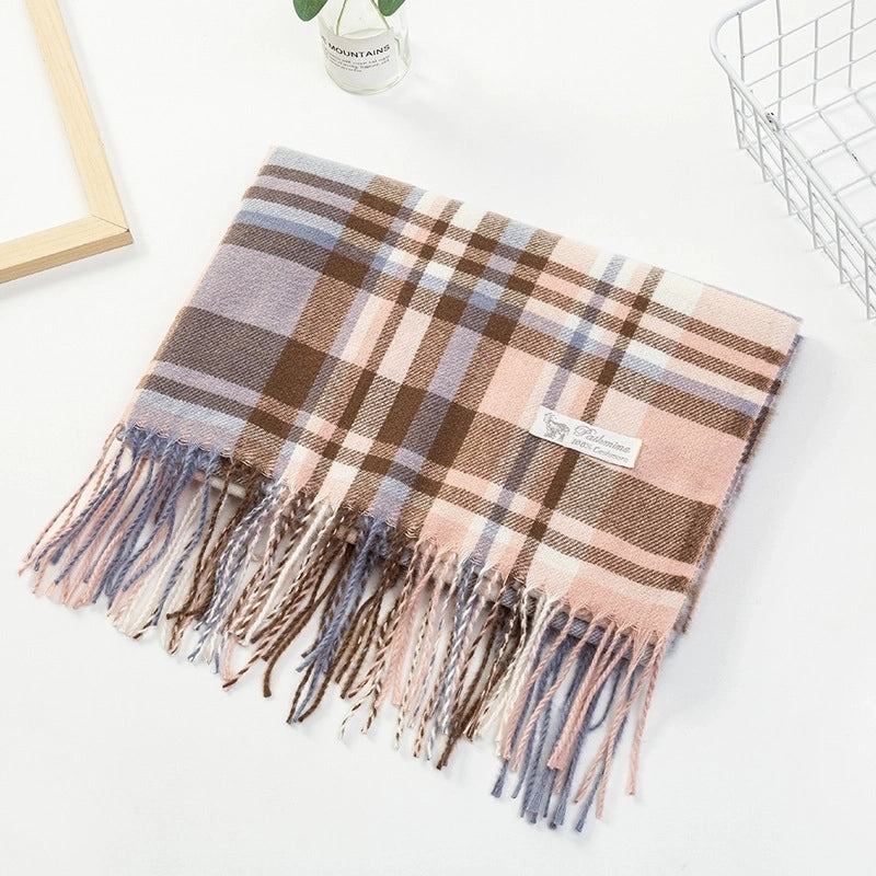 Imitation Cashmere Scarf Winter Women’s Japanese And Korean Sweet Mid-length Scarf Warm Printed Scarf Women’s Scarf Shawl