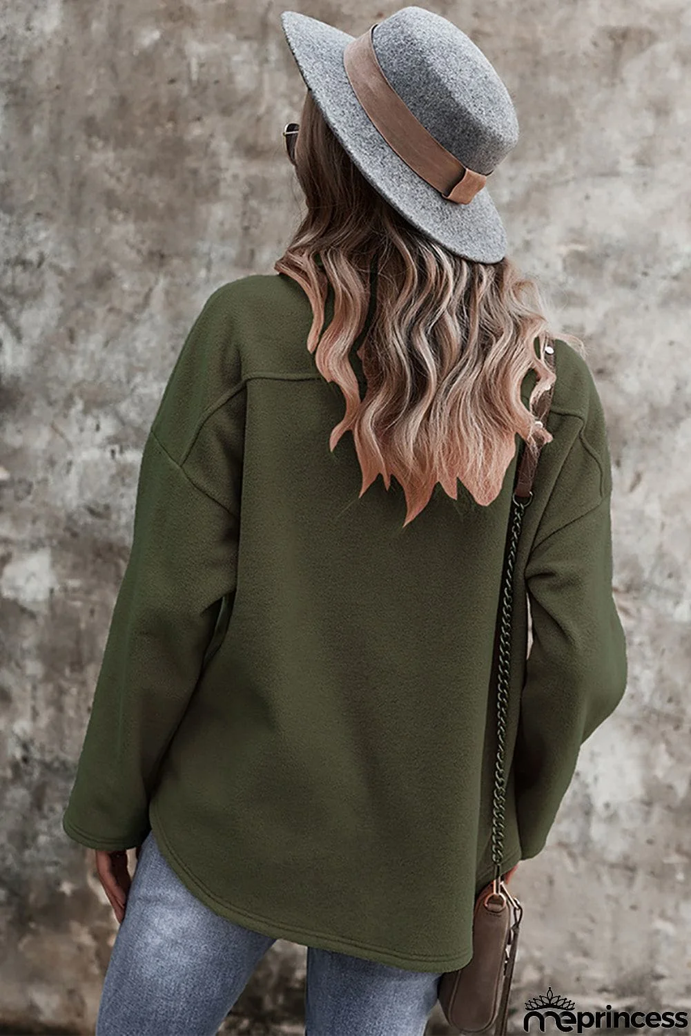 Turn Down Collar Pocket Button Closure Warm Coat