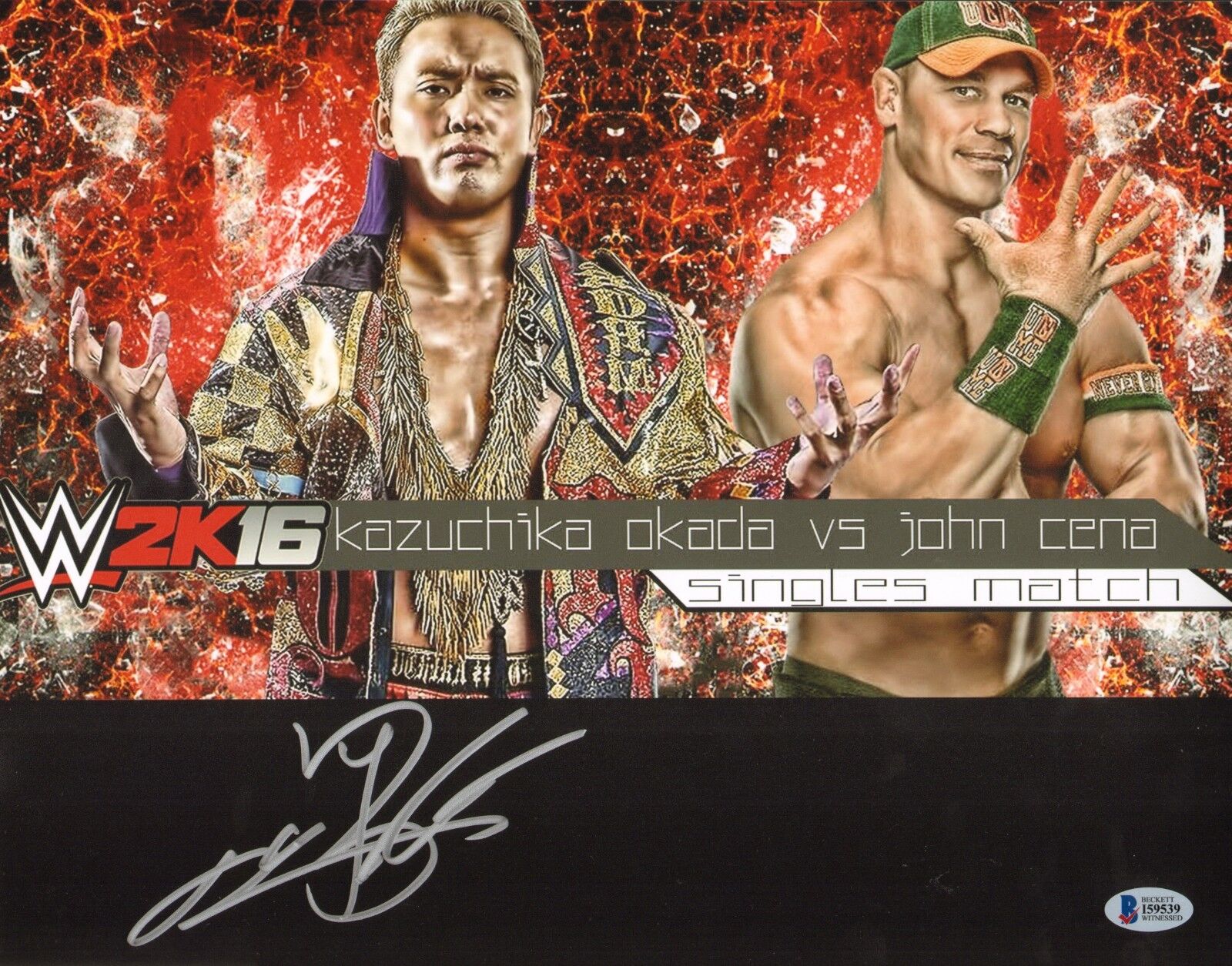 Kazuchika Okada Signed 11x14 Photo Poster painting BAS COA New Japan Pro Wrestling John Cena WWE