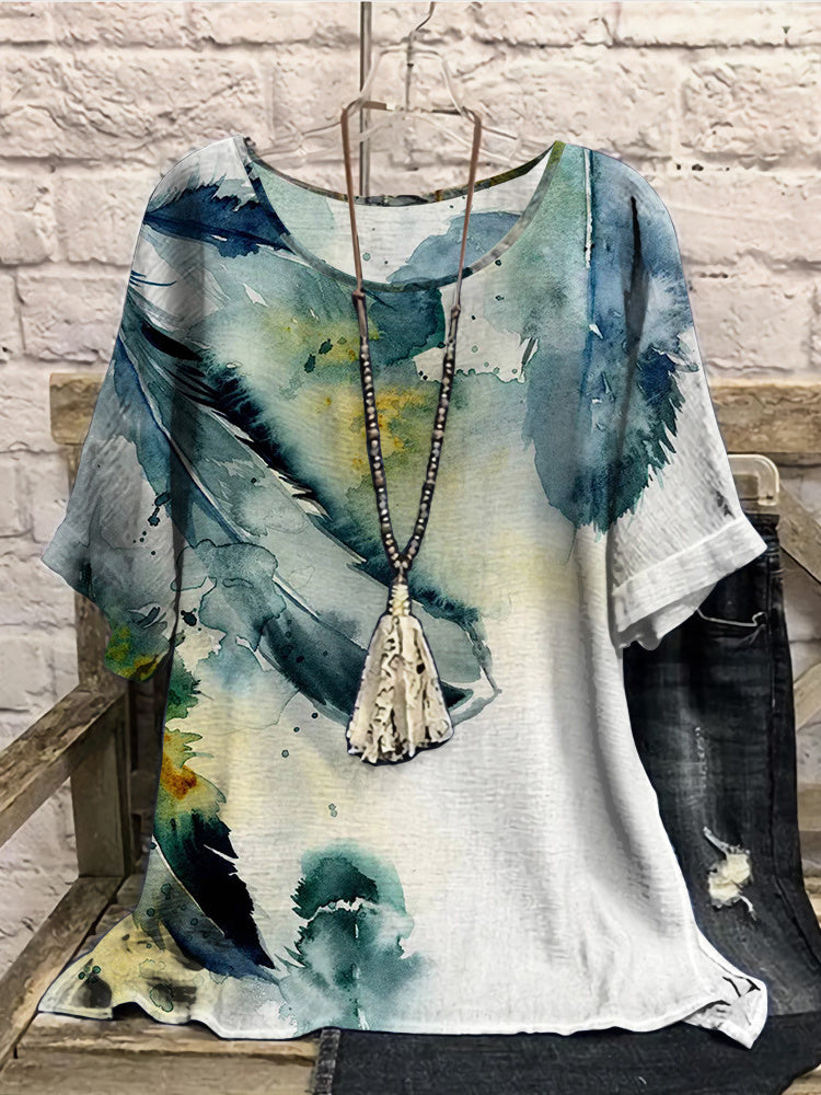 Women Long Sleeve V-neck Graphic Floral Printed Top