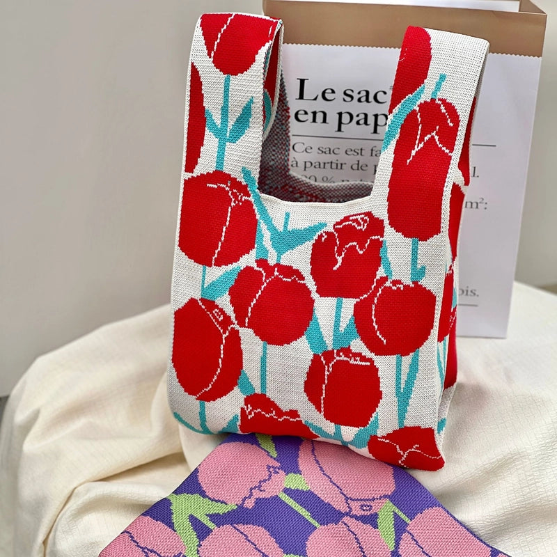 Gift Packaging Handbag Casual Knitted Handbag Woven Bag Multi-pattern Style Knitted Bag For Women