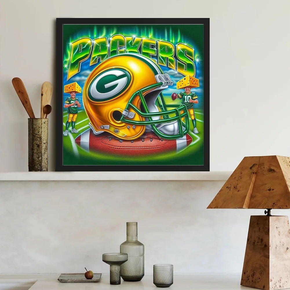 Diamond Painting - Full Round Drill - Green Bay Packers Helmet(Canvas|40*40cm)