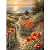 Pfad zwischen Blumen - runder Bohrer Diamond Painting - 30*40cm