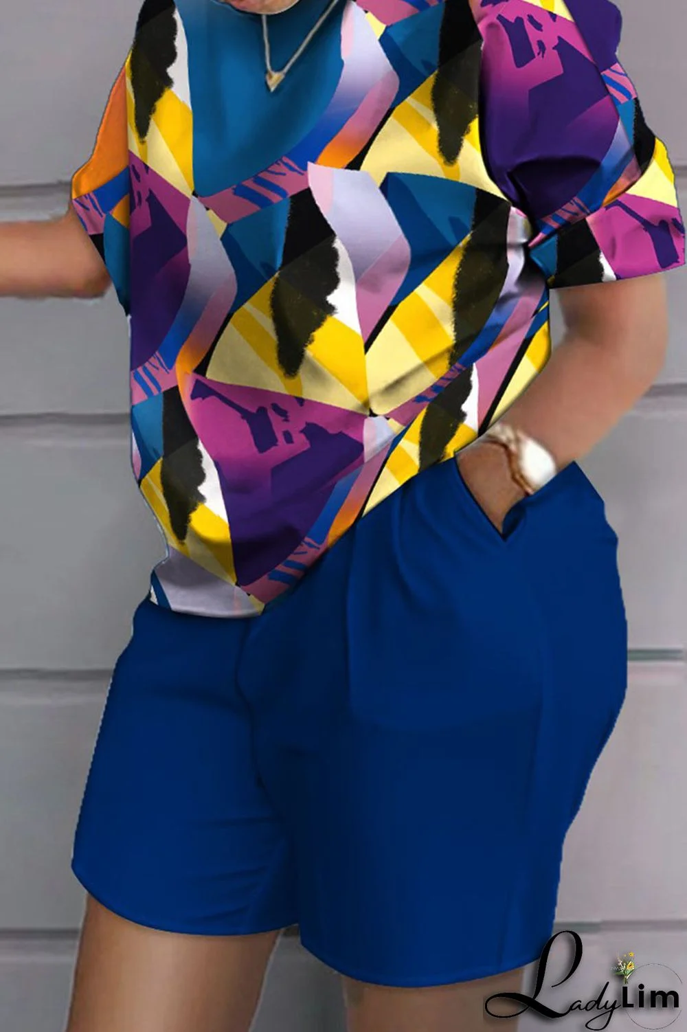 Black Casual Street Print Patchwork O Neck Two Pieces