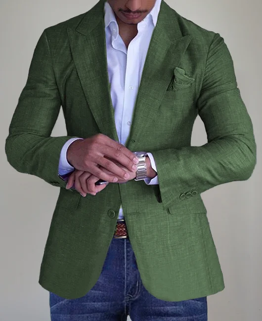 Casual Lapel Collar Two Button Chest Pocket Plain Blazer 