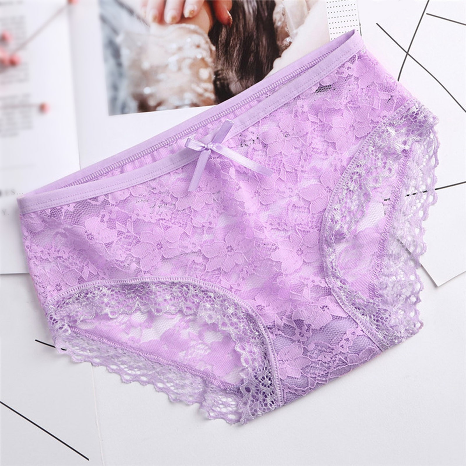 Ufawd Hollow Out Women's Lace Sexy Panties Women Lace Panties Underwear Sexy Hollow Mesh Trousers Bow Low Waist Panties трусы женские