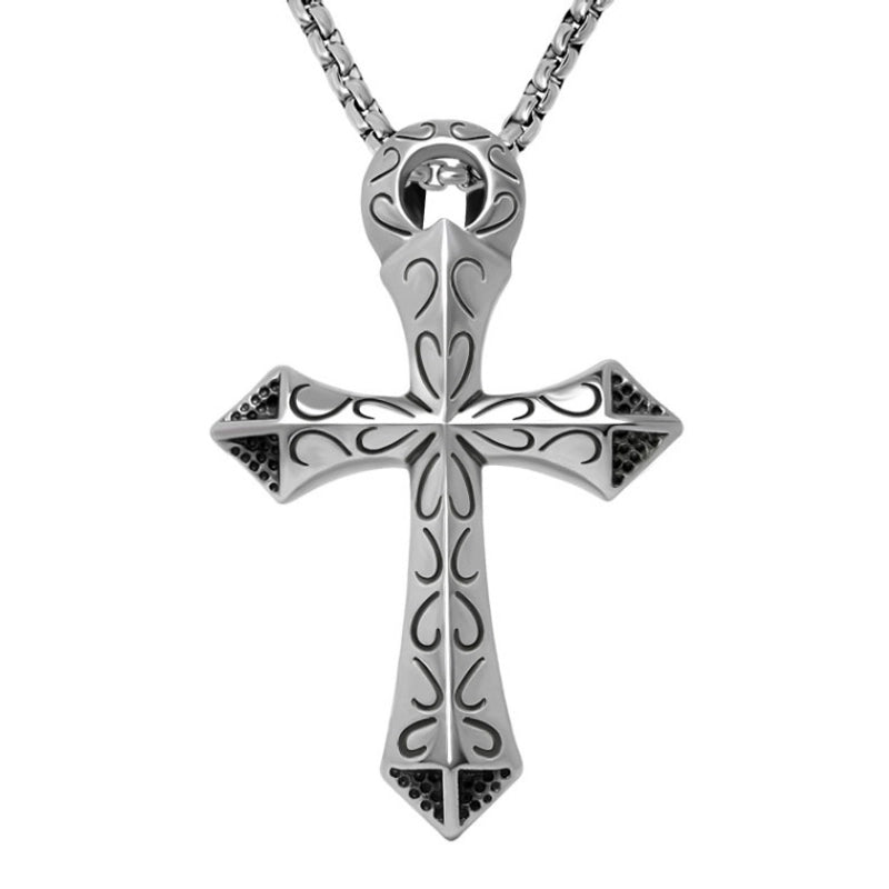 Retro Punk Cross Axe Alloy Titanium Steel Iron Plating Men’s Pendant Necklace Men Pendant Necklaces