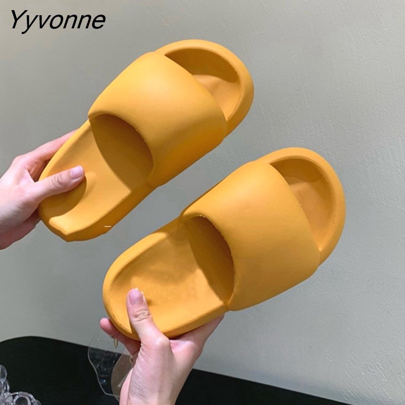 Yyvonne 2022 Summer Fashion Candy Colors Women Slipper Thick Platform Indoor Bathroom Soft EVA Anti-slip Home Floor Slides