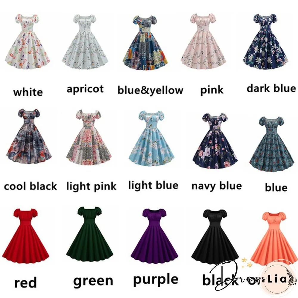 Plus Size Party Dress Rockabilly Vintage Womens Fashion Summer Casual Short Sleeve Ladies