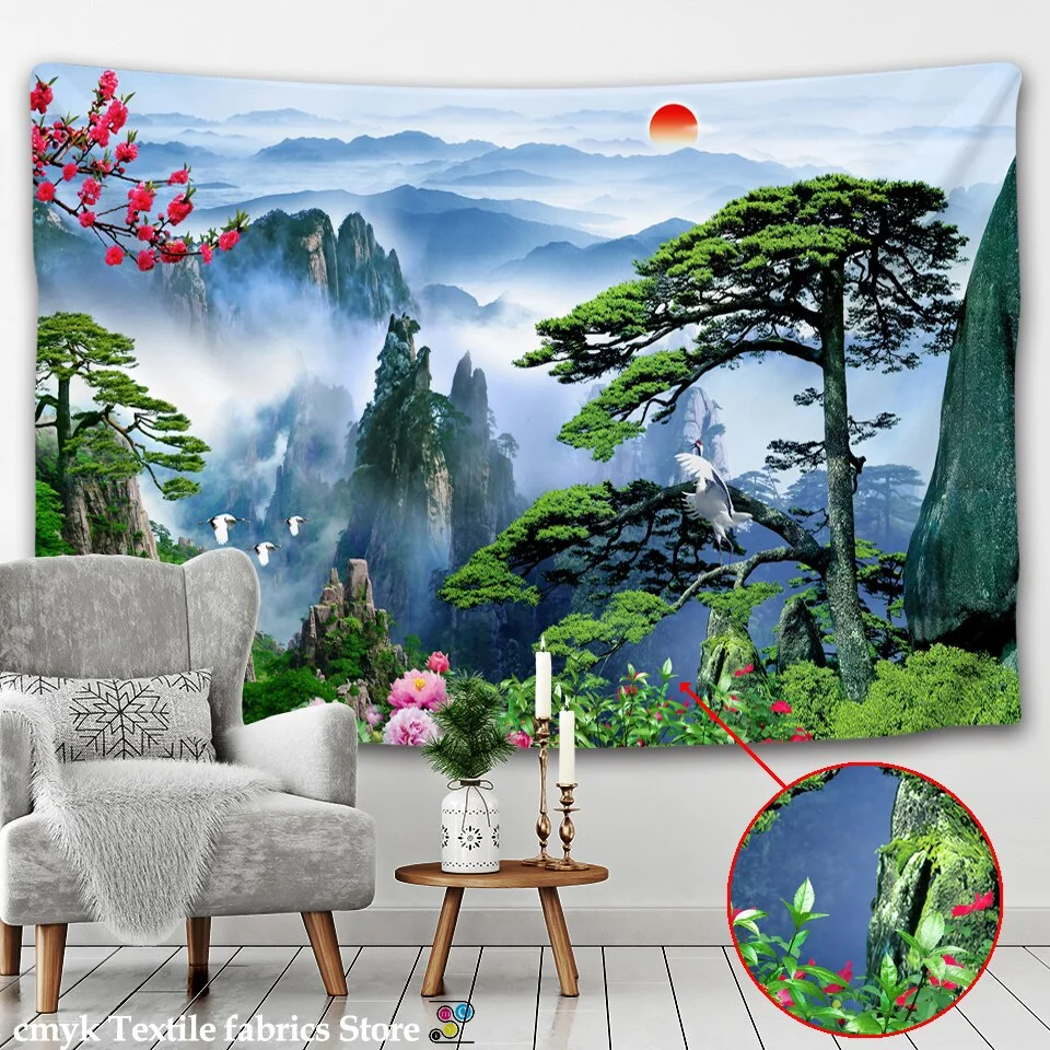 Forest Plant Landscape Tapestry Natural Scenery Tapestry Wall Hanging Indian Throw Mandala Hippie Bedspread Bohemian Home Decor
