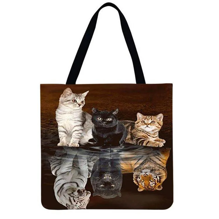 Linen Eco-friendly Tote Bag - Cats