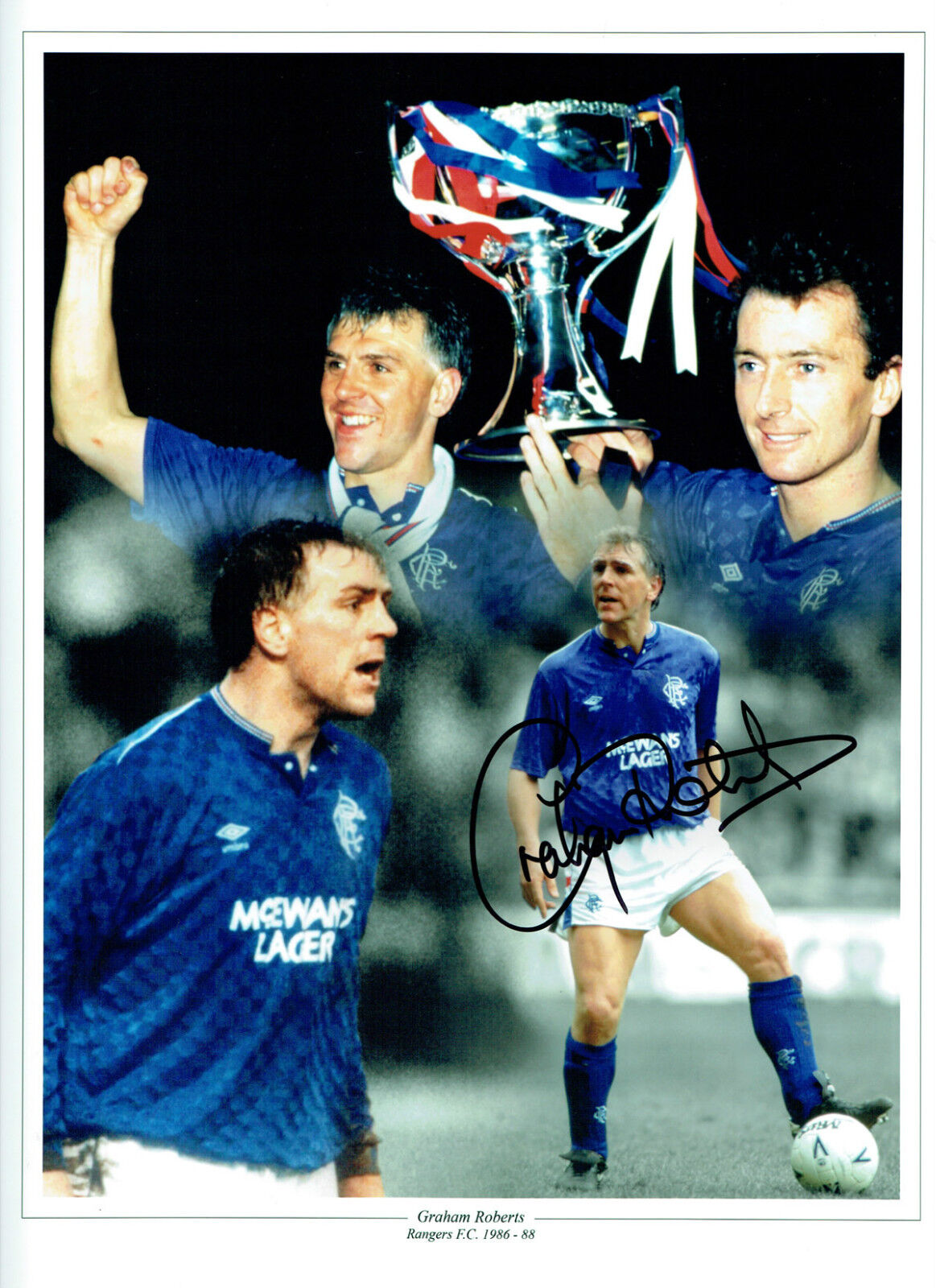 Graham ROBERTS Signed Autograph Glasgow RANGERS 16x12 Montage Photo Poster painting AFTAL COA