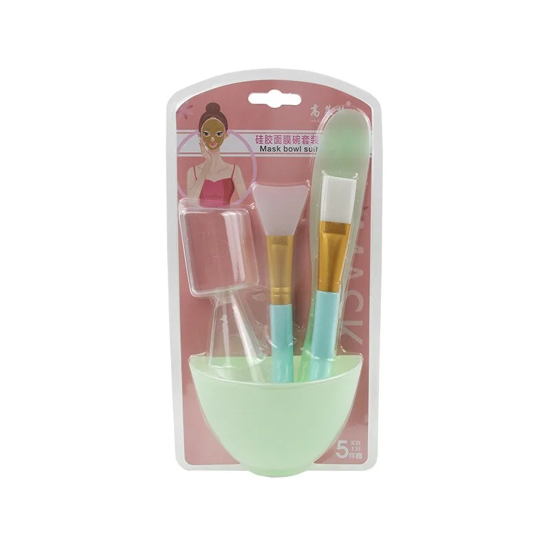 1set Portable DIY Mask Tools Non-toxic Silicone Bowl Brush Mud Stick Cup Spoon Kit Multi-functional Face Makeup Tools Durable