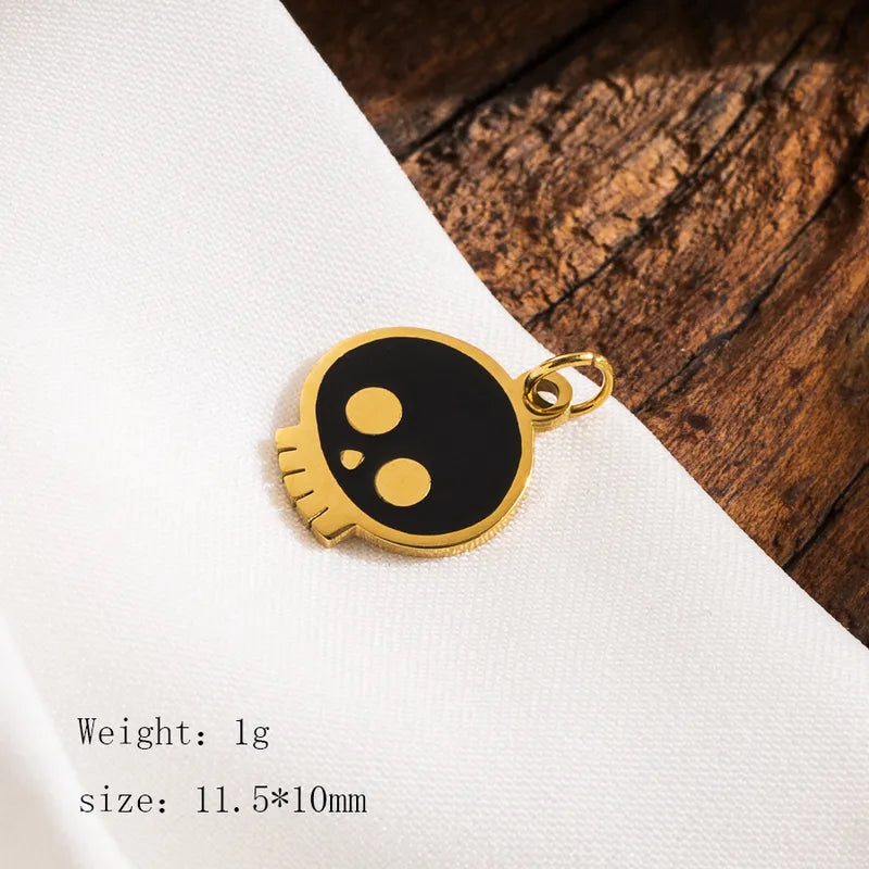 1 Piece 23*24mm Hole 3~3.9mm 304 Stainless Steel 14K Gold Plated Pumpkin Skull Ghost Polished Pendant Jewelry Accessories