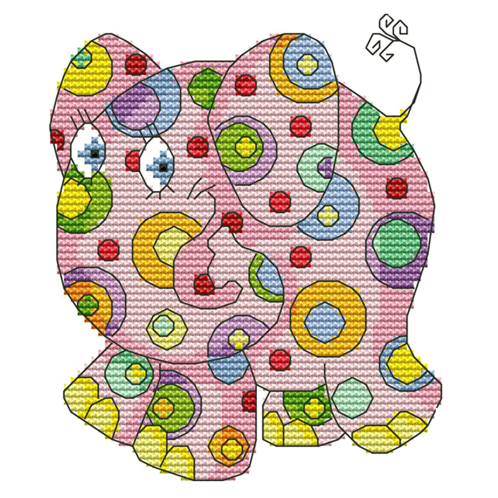 

Colorful Animals - 14CT Stamped Cross Stitch - 17*16CM, 501 Original