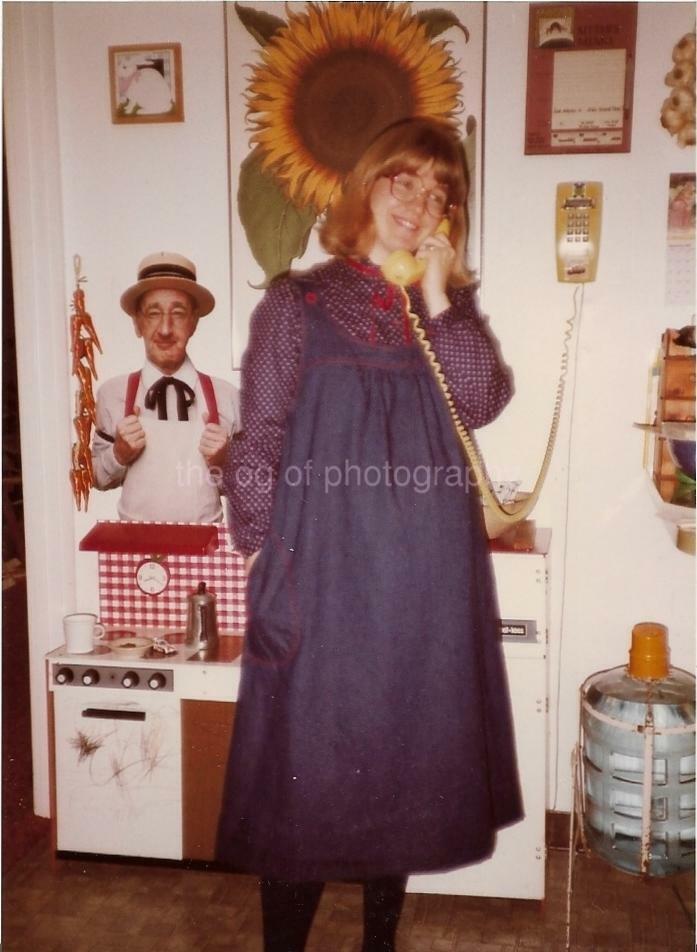 Phone Girl FOUND Photo Poster painting Color TELEPHONE WOMAN Original Snapshot VINTAGE 09 3 Y