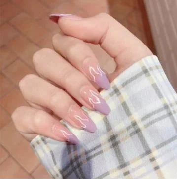 24pcs/set White Gradient Fake Nails Pre-design Nail Accessories Full Cover Nail Art Tips Manicure Square False Nails-Nail Inspo