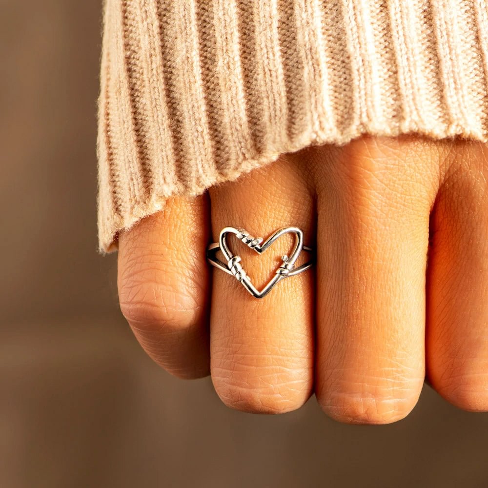 Shecustoms™ STERLING SILVER HEART WIRE RING
