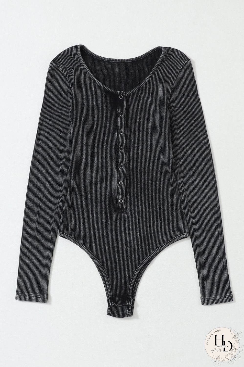 Women's Fashionable Ribbed Knit Henley