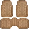 CAR PASS Tire Tread DeepDish Rubber Floor Mats for car Heavy Duty car mats All Weather, Universal XL~M Trim to Fit for Truck SUV Vehicle Automotive, Waterproof car mats 3 Piece Solid Beige