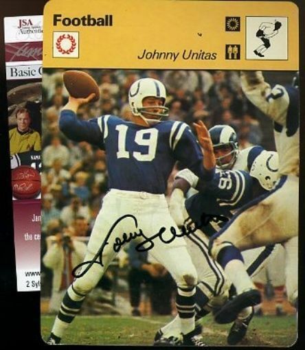 Johnny Unitas Signed Jsa Certed Sportscaster Card Autograph