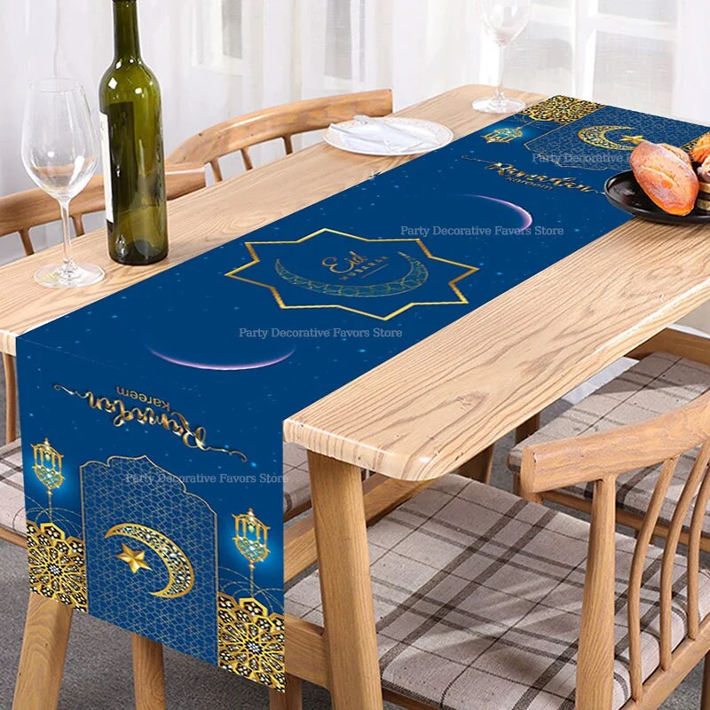 180x35cm Eid Mubarak Table Runner Ramadan Decoration For Home Islamic Muslim Party Decor Ramadan Kareem Eid Al Adha Gift