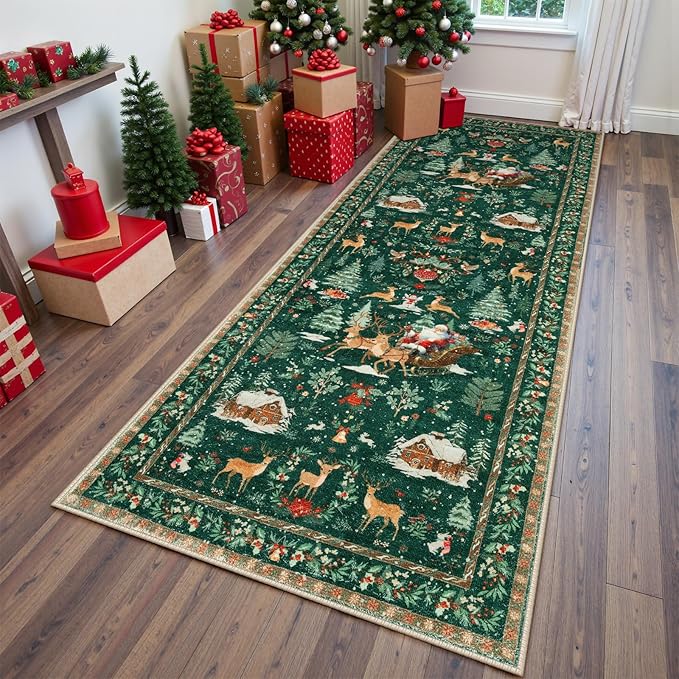 🎄Soft Christmas Tree Santa Claus Carpet Runner 