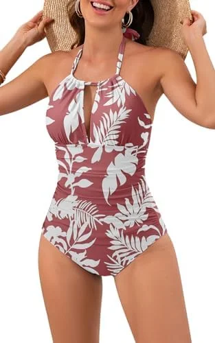 V Neck One Piece Tummy Control Swimsuits