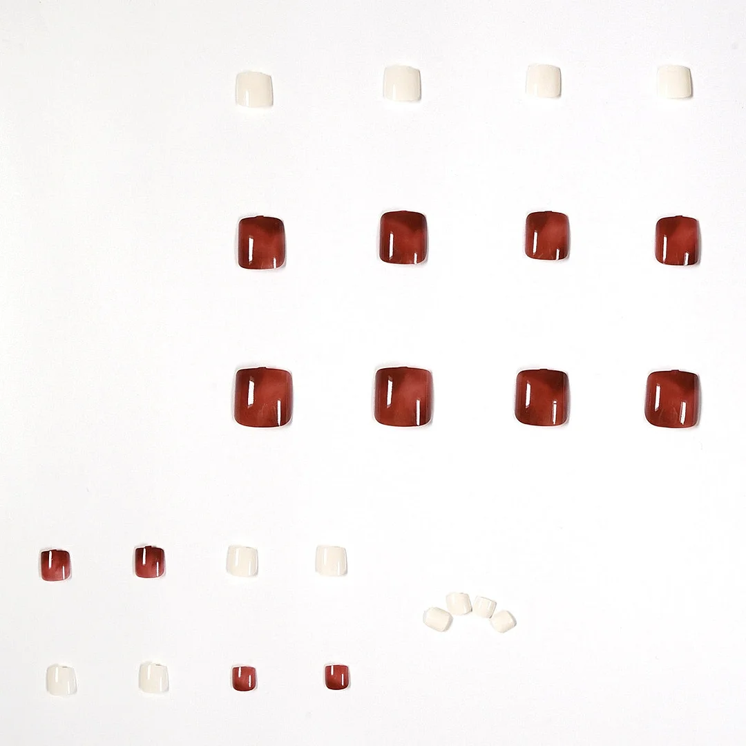 24pcs Summer Dizzy Dyed Amber Fake Nails Full cover Foot Fake Nails Glue DIY Manicure Nail Art Tools-Nail Inspo