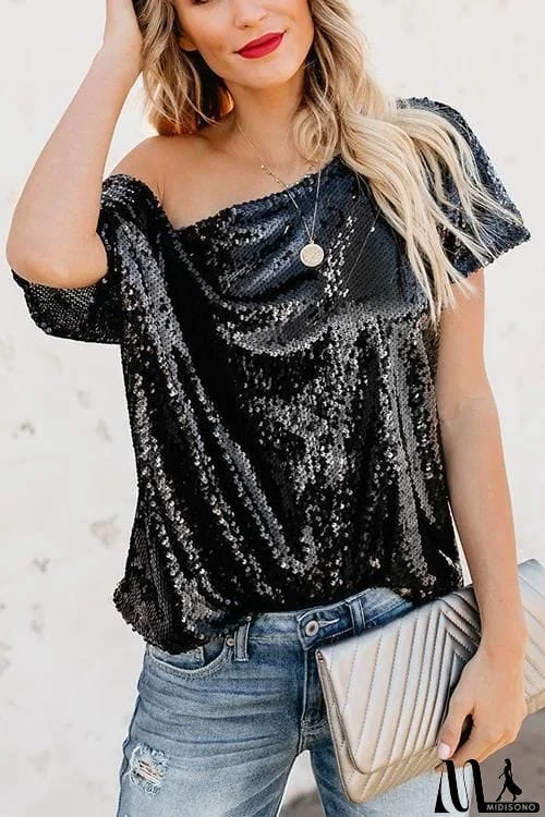 MidiSono - Sequin Dew Shoulder Blouse