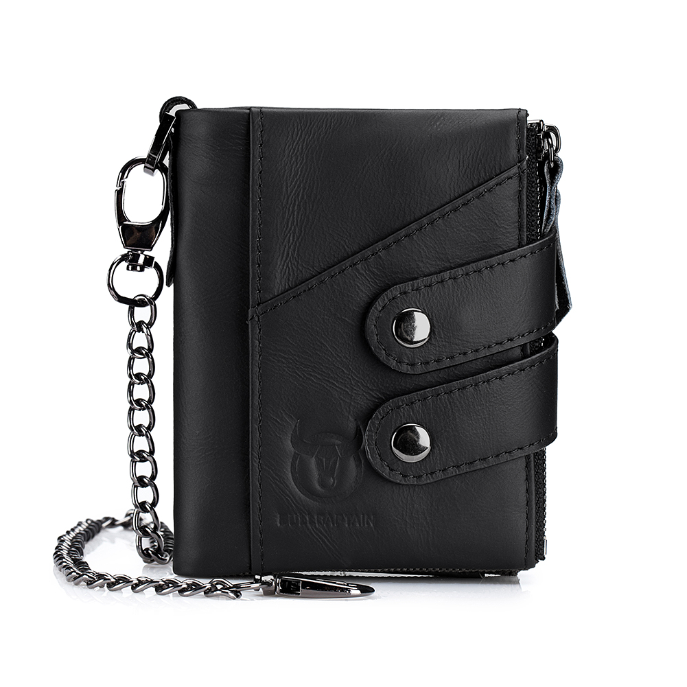 

Fashion Small Wallet Men Genuine Leather Trifold Card Holder Wallet (Black), 501 Original