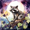 Diamond Painting -DIY Round Dril Purple Grapes Civet Cat(40x40cm)